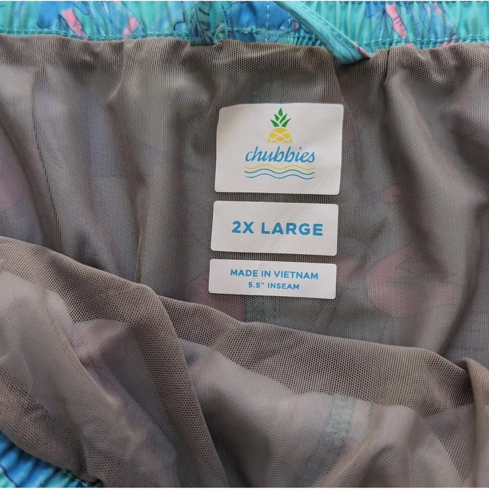 Chubbies The Mermaids Swim Trunks Mens 2XL Teal Flamingo Sailboat 7